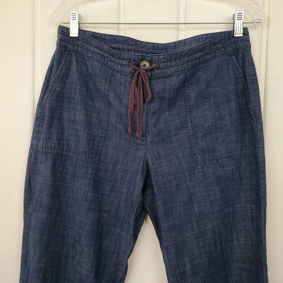 Talbots Signature Mid Rise Chambray Drawstring Roll Up Cuff Ankle Pants Womens 8 - Picture 3 of 9